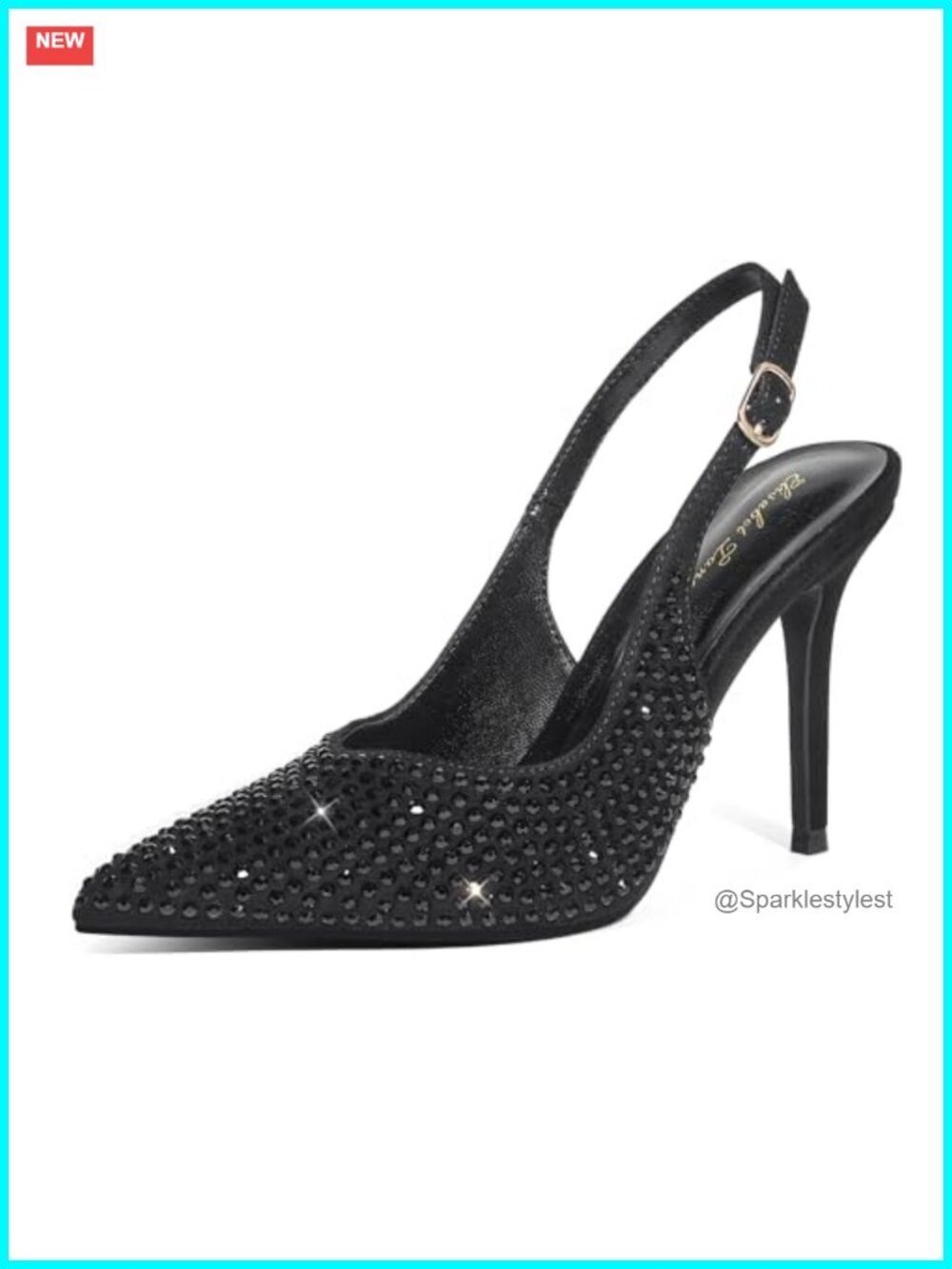 Slingback High Heels Pointed Closed Toe Pumps Rhinestone Stiletto